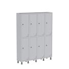 Armário Guarda Volume Locker Roupeiro de Aço 4 Vãos 8 Portas GR304/8 Light Cinza Armário Guarda Volume Locker Roupeiro de Aço 4 Vãos 8 Portas GR304/8 Light Cinza