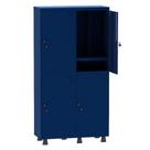 Armário Guarda Volume Locker Roupeiro Insalubre 2 Vãos 04 Portas Com Prateleira GRP502/4INSPV Azul Del Rey - Pandin