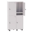 Armário Guarda Volume Locker Roupeiro Insalubre 2 Vãos 04 Portas Com Prateleira GRP502/4INSPV Branco - Pandin
