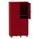 Armário Guarda Volume Locker Roupeiro Insalubre 2 Vãos 04 Portas Com Prateleira GRP502/4INSPV Vermelho - Pandin