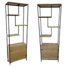 Armário Industrial Rústico Amadeirado Slim Montado MDF Aço Metalon Pés Reguláveis A190xL64cm