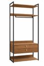 Armário Kappesberg Li047 Estilo Industrial Com Cabideiro Preto Canela Kappesberg