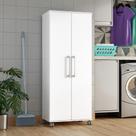 Armario Lavanderia Marcela 2 Portas 4 Prateleiras 1,40m Com Rodinhas