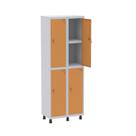 Armário Locker 2 Colunas, 4 Portas com Prateleira Central com Duas Chaves