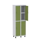 Armário Locker 2 Colunas, 4 Portas com Prateleira Central Duas Chaves Cinza/Verde Miró