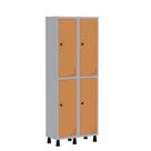 Armário Locker Guarda Volume Aço Light 4 Portas 69x179,5cm com Prateleira Interna Cinza/Laranja Armário Locker Guarda Volume Aço Light 4 Portas 69x179,5cm com Prateleira Interna Cinza/Laranja