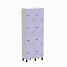 Armário Locker Guarda Volume Aço Light 8 Portas 69x179,5cm Roxo/Cinza/Lilás