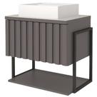 Armário MGM Frisê 60cm 100% MDF Com Cuba de Mármore Sintético Suportes Metalon Banheiro Cor Titânio Armário MGM Frisê 60cm 100% MDF Com Cuba de Mármore Sintético Suportes Metalon Banheiro Cor Titânio