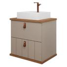 Armário MGM Milano 60cm 100% MDF Com Cuba de Mármore Sintético 2 Compartimentos Banheiro Cor Cappuccino/Freijó