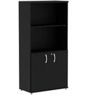 Armário Misto PE25 Pandin 79,20 cm (largura) em MDP Cor Liso Preto com Duas portas e Prateleira superior