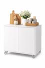 Armário Móvel Gabinete 60cm Em Mdf Branco C/ Rodinha Resistente