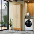 Armário Multiuso 2 Portas com Prateleiras Design Moderno Carvalho Off White Clique Chique