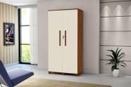 Armário Multiuso 2 Portas Dacar 10 Prateleira Off White /Canela -Chave Porta 100% MDF Carmolar