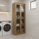 Armário Multiuso 60cm com 2 Portas de Vidro e 3 Prateleiras Am