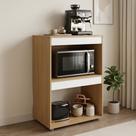 Armário Multiuso Ariana para Micro-ondas e Cooktop Cozinha Pequena Amêndoa Branco - Desk Design