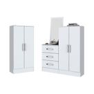 Armário Multiuso Casal B14 + 1 Cômoda B700 Branco - Henn
