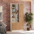 Armário Multiuso Com Espelho 3 Gavetas e 2 Portas - Doha Off White / Nature Armário Multiuso Com Espelho 3 Gavetas e 2 Portas - Doha Off White / Nature