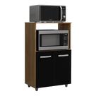 Armário Multiuso Cozinha Para Forno Micro-ondas Thaís 02 Portas Savana Preto - Abmaza