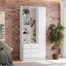 Armário Multiuso Doha Ambiente com Espelho 2 Portas 3 Gavetas Branco Fosco - Henn