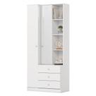 Armário Multiuso Doha com Espelho 2 Portas 3 Gavetas Branco Brilho - Henn Armário Multiuso Doha com Espelho 2 Portas 3 Gavetas Branco Brilho - Henn