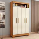 Armário Multiuso Escritório NT4040 com 4 Portas e Nicho com Prateleiras Internas Marrom/Freijó Trend/Off White Tx