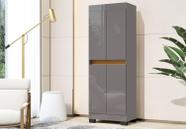 Armário Multiuso Escritório Quarto 4 Portas Toquio Cinza Com Carvalho - Rede Móveis