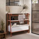 Armário Multiuso Gabinete Banheiro Industrial 1 Gaveta Thor Branco com Bronze - Rede Móveis