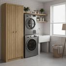 Armário Multiuso Lavanderia 2 Portas 60cm Multimóveis Cr30052 Amêndoa
