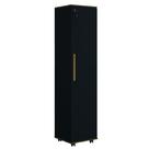 Armário Multiuso Lavanderia Com Chave e Rodízios 1 Porta Lune Preto J&A Armário Multiuso Lavanderia Com Chave e Rodízios 1 Porta Lune Preto J&A