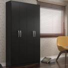 Armário Multiuso Milão 4 Portas E 8 Prateleiras - Black Black