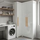 Armário Multiuso para Lavanderia Modulado 3 Portas com Pés Branco Aurora