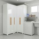 Armário Multiuso para Lavanderia Modulado 5 Portas com Pés Branco Aurora