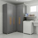 Armário Multiuso para Lavanderia Modulado 5 Portas com Pés Ônix Aurora