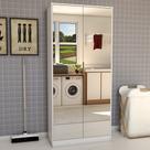 Armário Multiuso Plaza 2 Portas com Espelho 1 Gaveta Branco - Panorama Móveis