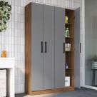 Armário Multiuso Riviera 4 Portas 8 Prateleiras Freijó/Cinza - Irm Móveis