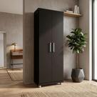 Armário Multiuso Roma 2 Portas 4 prateleiras Sapateira Lavanderia Preto Oliart