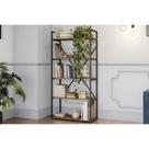 Armário Multiuso Sala Industrial Alta LI006 c/ 5 Prateleiras Freijo/Preto - Kappesberg