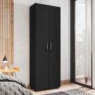 Armário Multiuso Samara Preto TX Com Portas Grandes E 6 Prateleiras 188cm MDP