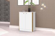 Armário Organizador Multiuso Balcão 2 Portas Office Escritório Branco com Nature - Rede Móveis Armário Organizador Multiuso Balcão 2 Portas Office Escritório Branco com Nature - Rede Móveis