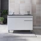 Armário P/ Pia Inox 120cm Branco 3 Portas 1 Gaveta S/ Tampo