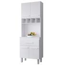 Armario Paneleiro 4 Portas 1 Gaveta 197x60 Cm Vitoria Branco Mobbs