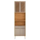 Armário Paneleiro Plena 94584 4 Portas com Vidro Reflecta Cinamon Nude Prime TX - Demóbile