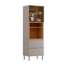Armário Paneleiro Proença D9121 70 cm 2 Portas Reflecta e 2 Gavetas Nogueira Nude Prime TX - Demartêz