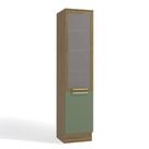 Armário Paneleiro Simples com Tela Cozinha 240 x 50 cm 2 Portas 5 Prateleiras Marrom Madeira Verde