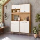 Armário para Cozinha 6 Portas 1 Gaveta 120 Cm Freijó Off White Cristal Erva Doce - Nicioli