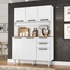 Armário para Cozinha 6 Portas 2 Gavetas 120 cm Branco