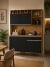 Armário Para Cozinha Kit Alice Ambiente Amêndoa Preto - AJL