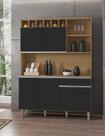 Armário Para Cozinha Kit Alice Ambiente Amêndoa Preto - AJL Armário Para Cozinha Kit Alice Ambiente Amêndoa Preto - AJL