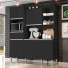 Armário Para Cozinha Kit Ambiente Isabel Preto Fosco - Ajl