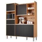 Armário para Cozinha Kit Isabel Amêndoa Preto - AJL